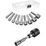Depolife Somun Sökme Sıkma Torklu Makine Için 9 Adet Lokma Seti ve Bits Adaptör 1/2 Hex - Siyah