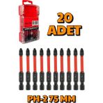 Depomega 20 Adet Ph-2 75 mm Mıknatıslı S2 Çelik Bits Uç Matkap Ucu - Siyah