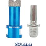 Depomega 20 mm Granit Mermer Seramik Delme Panç Spiral ve Matkap Için Aparatlı M14