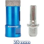 Depomega 28 mm Granit Mermer Seramik Delme Panç Spiral ve Matkap Için Aparatlı M14 - Mavi