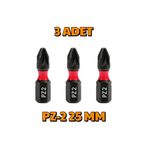 DepoMega 3 Adet PZ-2 25 mm Mıknatıslı S2 Çelik Bits Uç Matkap Ucu