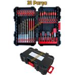 Depomega 31 Parça Vidalama Bits Uç Seti Mıknatıslı Özel Kutulu Somun Adaptörlü Hss Delme Uçlu - 15 cm x 9,5 cm - Çok Renkli