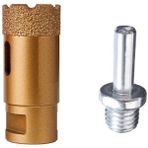 Depomega 45 mm Granit Mermer Seramik Delme Panç Spiral ve Matkap Için Aparatlı M14 - Altın