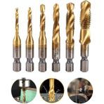 Depomega 6 Parça Delme Havşa Diş Açma Kılavuz Matkap Uç Seti Ahşap Alüminyum Plastik Delme - 0.5 mm, 0.7 mm, 0.8 mm, 1 mm, 1.25 mm, 1.5 mm - Sarı