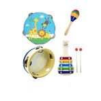 Depomiks Avm Montessori Müzik Ritim Seti Klisefon- Ahşap Zilli Tef - Zilli Marakas Müzik Aletleri