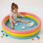 Depomiks Eğlenceli 114 cm Taban Şişme Tabanlı Bebek Havuzu Vinil Unicorn Ailesi - Sarı