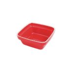 Depomix Pawise Dog Square Ceramic Bowl 550 ml -Red - Kırmızı