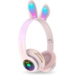 Deppo Trend 6 Saat Uzun Kullanım Micro SD/Bluetooth Tavşan Kulak Renkli Işıklı RGB Kulaküstü Kablosuz Kulaklık