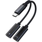 Deppo Trend iPhone 15 Pro 15 Plus 15 Pro Max Samsung Xiaomi Uyumlu Type-C Kulaklık Çevirici Şarj Dönüştürücü Örgü Kablo Bluetooth Gerektirmez - Siyah