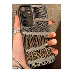 Deppo Trend Samsung Galaxy S23 Ultra ile Uyumlu Kılıf Leopar Desenli Kahverengi Çizgili Metalik Hassas Tuş Butonlu Kamera Kenarları Yükseltilmiş Çıkıntılı Korumalı Arka Kapak