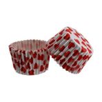 Depposite 52 x 45 mm Cupcake Kalıbı 100'lü Beyaza Kırmızı Kalp Desenli