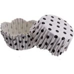 Depposite Cupcake Kalıbı Pet Kapsül Dalgalı Kek Kalıbı 65X38 mm - 100 Adet Puantiyeli Beyaz 3.8 cm