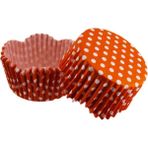 Depposite Cupcake Kalıbı Pet Kapsül Dalgalı Kek Kalıbı 65X38 mm - 100 Adet Puantiyeli Turuncu 3.8x6.5 cm