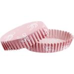 Depposite Cupcake Kalıbı Pet Kapsül Oval Model Kek Kalıbı - 100 Adet Fiyonklu Pembe 2x8.5x4.6 cm