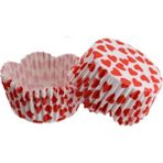 Depposite Dalgalı Cupcake Kalıbı 65 x 38 mm 100'lü Beyaza Sık Kalp Desen 3,8 cm