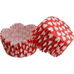 Depposite Kırmızıya Beyaz Kalp Desenli Dalgalı Cupcake Kalıbı 65 x 38 mm 100'lü 3,8 cm