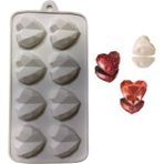 Depposite Silikon Elmas Kalp 4x4 cm Çikolata Kalıbı