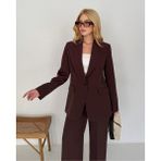 Deq Fashion Kadın Blazer Ceket Pantolon Takım | Ofis & Şık Takım Elbise - Acı Kahve - 40