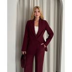 Deq Fashion Kadın Bordo Blazer Ceket Pantolon Takım | Ofis & Şık Takım Elbise - 38