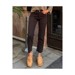 deqfashion Kadın Acıkahve Paçası Kesik Boy Fit Jean Kot Pantolon