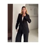 deqfashion Kadın Siyah Blazer Ceket Pantolon Takım | Ofis & Şık Takım Elbise