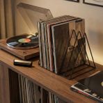 DEQQU Keops 29X23CM Metal Masaüstü Kitap Rafı, Plak Rafı ve Üçgen Düzenleyici Organizer - Siyah