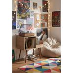 DEQQU Pera 44x78cm Ahşap Retro Pikap Sehpası, Metal Raflı Plak Organizer, Plak Düzenleyici, Plak Dolabı