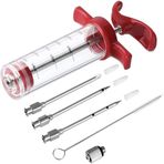 DERALAON Et Enjektör Şırıngası,Barbekü Izgarası için 3 Marine Enjektör İğnesi, Sigara İçen Premium Taşınabilir Türkiye Enjektör Kiti,1oz Büyük Kapasiteli Etler İçin Marinades Enjektörü 1 Fırça Kullanımı ve