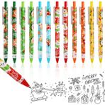 DERAYEE 12 adet Noel tükenmez kalem, 0,5 mm basmalı tükenmez kalem, çocuklar, öğrenciler, erkek çocukları, parti hediyeleri için (12)