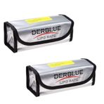 DerBlue 2 adet Ateşe Dayanıklı Patlamaya Dayanıklı Lipo Pil Kasa Çantası Lipo Pil Koruması Güvenli Çanta (185x75x60 mm)