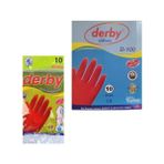 Derby D-100 Lateks Bulaşık Eldiveni 10 Numara (1 Koli 30 Çift) - Kırmızı - 13 cm