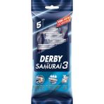 Derby Samurai 3 Tıraş Bıçağı E Vitaminli Kayganlaştırıcı Bantlı 5'li Poşet