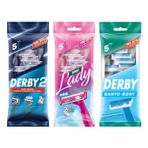 Derby Tıraş Bıçağı 3'lü Paket, Platin Kaplı, Banyo-Body ve Lady