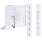 DERDOUT 12 adet kendinden yapışkanlı kanca, kendinden yapışkanlı, ağır hizmet tipi duvar kancası çubuğu, kapı, mutfak, banyo, ofis dolabı için, dikişsiz kancalar, şeffaf, su geçirmez ve yağ geçirmez