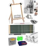 Dereceli Kurşun Kalem Seti 25X35 Duralit Masaüstü Drawing Şövale Set Resim Kağıdı Kalem Uzatma Gölgelendirme Dağıtıcı - Beyaz - Standart - 25x35 cm