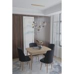 Deren Home Arya Serisi 70X110 Sabit Masa +4 Krem Sandalye Silinebilir Ithal Baby Face Kumaş - Ahşap - Siyah