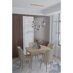 Deren Home Arya Serisi 70X110 Sabit Masa +4 Krem Sandalye Silinebilir Ithal Baby Face Kumaş - Kapuçino