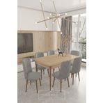 DEREN HOME Astera Serisi 80X130 Açılır Masa +6 Adet Gri Baby Face Silinebilir Kumas Sandalye