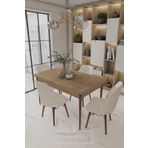 DEREN HOME Mabel Serisi, 80x132 Mutfak Ve Salon Yemek Masası Takımı + 4 Adet Krem Sandalye