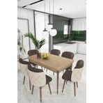 DEREN HOME Novella Serisi, 80x132 Mutfak Ve Salon Yemek Masası Takımı (6 ADET SANDALYELİ)
