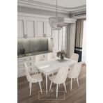 DEREN HOME Prestij Serisi Mutfak Ve Salon Masa Takımı 6 Adet Krem Sandalye