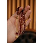 dergah tesbih Bilek Boy Rus Damla Kehribarı Gümüş Gold Tasarım Tesbih (Amber), (مسبحة قطرة كهريبار)
