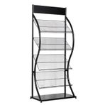 Dergi Rafı Dergi Rafı Ayaklı Edebiyat Standı, Metal Katalog Sergileme Standı Sergi için Gazetelik, Dayanıklı Broşür Standı - Siyah,