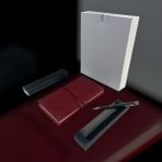 Deri 3 Içli Defter ve Kalem Seti Düz - Çizgili - Kareli Lastik Kilitli - Bordo