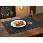 Deri Amerikan Servis / Supla / Placemats / 40X33 Dikdörtgen / 4'lü Set - Siyah - 40 x 33 cm