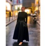 Deri Cepli Kloş Uzun Etek - Siyah - M