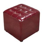 Deri Döşemeli Küp Puf Osmanlı Tabure Katı Ahşap Kare Oturma Odası Sehpa Tezgah Küçük Boy 16x16x14 inç