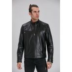 Deri Effect Erkek Hakiki Deri Mont - 5XL - Siyah