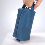 Deri Erkek El Çantası Dopp Kit - Mavi