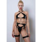 Deri Fantezi İç Giyim Takım, Şık Deri Harness Set, Club Wear